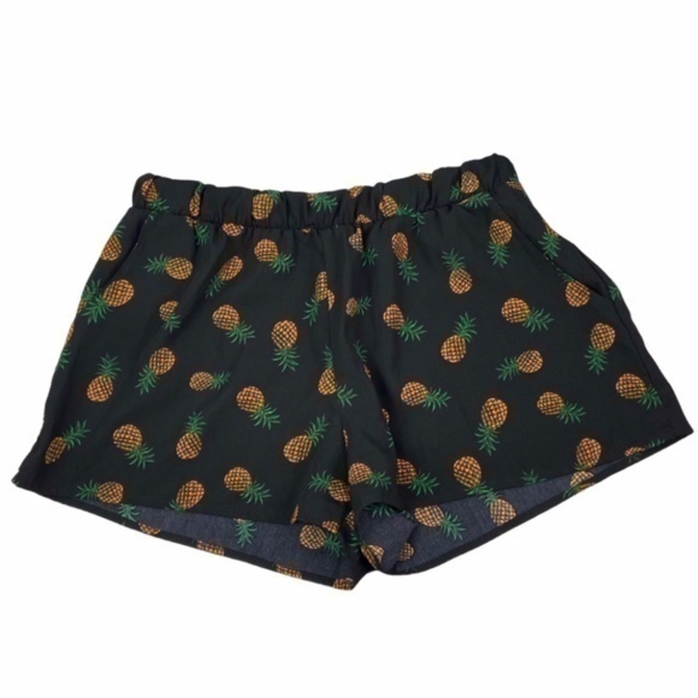 Miss Daisy‎ Shorts Black Pineapple Print Size M